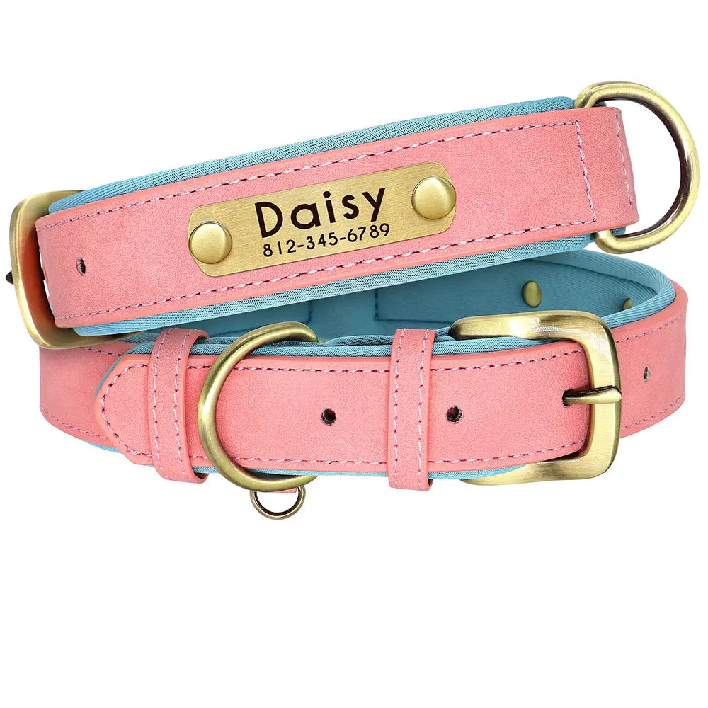 Collar de Cuero PU Acolchado Personalizado